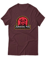 T-Shirt Αντρικό - Jurassic Pug - Color Thumbnail Μπορντό