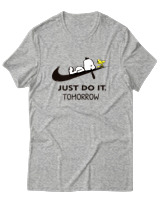 T-Shirt Unisex - Just Do It Tomorrow - Color Thumbnail Γκρι Μελανζέ