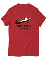 T-Shirt Unisex - Just Do It Tomorrow - Color Thumbnail Κόκκινο