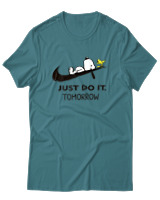 T-Shirt Unisex - Just Do It Tomorrow - Color Thumbnail Μπλε Πράσινο