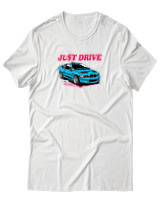 T-Shirt Unisex - Just Drive - Color Thumbnail Άσπρο