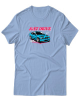 T-Shirt Unisex - Just Drive - Color Thumbnail Γαλάζιο