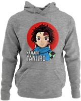 Φούτερ με κουκούλα - Kamado Tanjiro - Color Thumbnail Γκρι Μελανζέ
