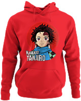 Φούτερ με κουκούλα - Kamado Tanjiro - Color Thumbnail Κόκκινο