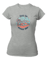 T-Shirt Στενή Γραμμή Γυναικείο - Keep The Oceans Blue - Color Thumbnail Γκρι Μελανζέ