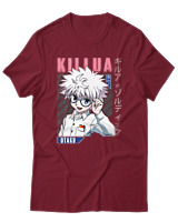 T-Shirt  Γυναικείο - Killua Zoldyck - Color Thumbnail Σκούρο Κόκκινο