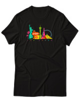 T-Shirt Αντρικό - Las Vegas Skyline - Color Thumbnail Μαύρο