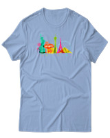 T-Shirt Αντρικό - Las Vegas Skyline - Color Thumbnail Γαλάζιο