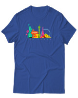 T-Shirt Αντρικό - Las Vegas Skyline - Color Thumbnail Μπλε Ρουά