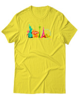 T-Shirt Αντρικό - Las Vegas Skyline - Color Thumbnail Κίτρινο