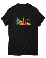 T-Shirt  Γυναικείο - Las Vegas Skyline - Color Thumbnail Μαύρο