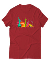 T-Shirt  Γυναικείο - Las Vegas Skyline - Color Thumbnail Κόκκινο