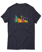 T-Shirt  Γυναικείο - Las Vegas Skyline - Color Thumbnail Σκούρο Μπλέ