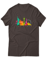T-Shirt  Γυναικείο - Las Vegas Skyline - Color Thumbnail Καφέ