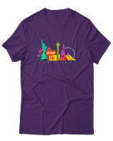 T-Shirt  Γυναικείο - Las Vegas Skyline - Color Thumbnail Μώβ