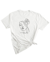 T-Shirt Woman Fashion Γυναικείο - Leaf Line - Color Thumbnail WHITE