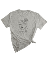 T-Shirt Woman Fashion Γυναικείο - Leaf Line - Color Thumbnail GREY MELANZE