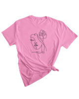 T-Shirt Woman Fashion Γυναικείο - Leaf Line - Color Thumbnail PINK