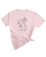 T-Shirt Woman Fashion Γυναικείο - Leaf Line - Color Thumbnail PALE PINK