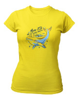 T-Shirt Στενή Γραμμή Γυναικείο - Less Plastic Whale - Color Thumbnail Κίτρινο