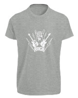 T-Shirt Fit Αντρικό - Lets Rock - Color Thumbnail Γκρι Μελανζέ