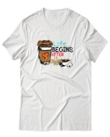 T-Shirt  Γυναικείο - Life Begins After Coffee - Color Thumbnail Άσπρο