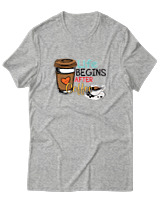 T-Shirt  Γυναικείο - Life Begins After Coffee - Color Thumbnail Γκρί Μελανζέ