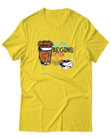 T-Shirt  Γυναικείο - Life Begins After Coffee - Color Thumbnail Κίτρινο Χρυσό