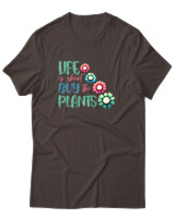 T-Shirt  Γυναικείο - Life Is Short Buy The Plants - Color Thumbnail Καφέ