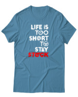T-Shirt Αντρικό - Life Is Too Short To Stay Stock - Color Thumbnail Τιρκουάζ