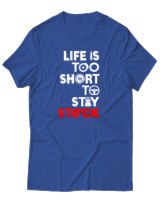 T-Shirt Αντρικό - Life Is Too Short To Stay Stock - Color Thumbnail Μπλε Ρουά