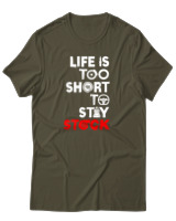 T-Shirt Αντρικό - Life Is Too Short To Stay Stock - Color Thumbnail Χακί
