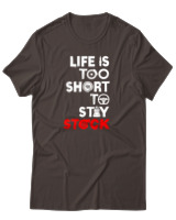 T-Shirt Αντρικό - Life Is Too Short To Stay Stock - Color Thumbnail Καφέ