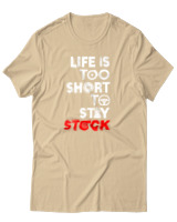 T-Shirt Αντρικό - Life Is Too Short To Stay Stock - Color Thumbnail Μπεζ
