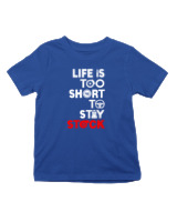 T-Shirt  Παιδικό - Life Is Too Short To Stay Stock - Color Thumbnail Μπλε Ρουά