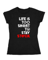 Κοριτσίστικο Κοντομανικο Παιδικό - Life Is Too Short To Stay Stock - Color Thumbnail Μαύρο