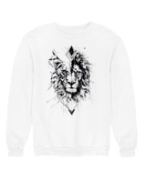 Φούτερ χωρίς κουκούλα Γυναικείο - Lion Geometrical - Color Thumbnail 'Ασπρο