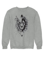 Φούτερ χωρίς κουκούλα - Lion Geometrical - Color Thumbnail Γκρι Μελανζέ