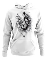 Φούτερ με κουκούλα Γυναικείο - Lion Geometrical - Color Thumbnail ΄Ασπρο