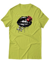 T-Shirt Αντρικό - Lips Rose - Color Thumbnail Λαχανί