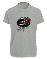T-Shirt Fit Αντρικό - Lips Rose - Color Thumbnail Γκρι Μελανζέ