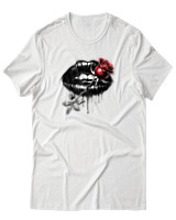 T-Shirt  Γυναικείο - Lips Rose - Color Thumbnail Άσπρο