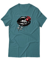 T-Shirt  Γυναικείο - Lips Rose - Color Thumbnail Μπλέ Πράσινο