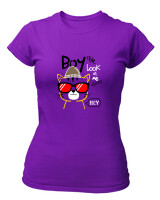 T-Shirt Στενή Γραμμή - Look At Me - Color Thumbnail Σκούρο Μωβ