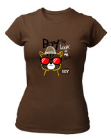 T-Shirt Στενή Γραμμή - Look At Me - Color Thumbnail Καφέ