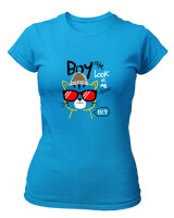 T-Shirt Στενή Γραμμή - Look At Me - Color Thumbnail Τιρκουάζ