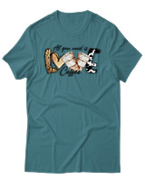 T-Shirt Αντρικό - Love Coffee - Color Thumbnail Μπλε Πράσινο