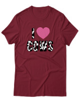 T-Shirt Αντρικό - Love Cows - Color Thumbnail Σκούρο Κόκκινο