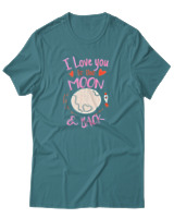 T-Shirt Αντρικό - Love You To The Moon And Back - Color Thumbnail Μπλε Πράσινο