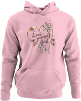 Φούτερ με κουκούλα - Love Yourself First - Color Thumbnail Pink